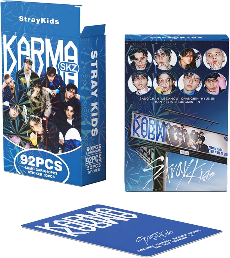 KPOPBP 92 PCS Karma Album Photocards Kpop SKZ Lomo Cards and 32 PCS Laptop Sticker, Gift for Boys and Girls - Image 5